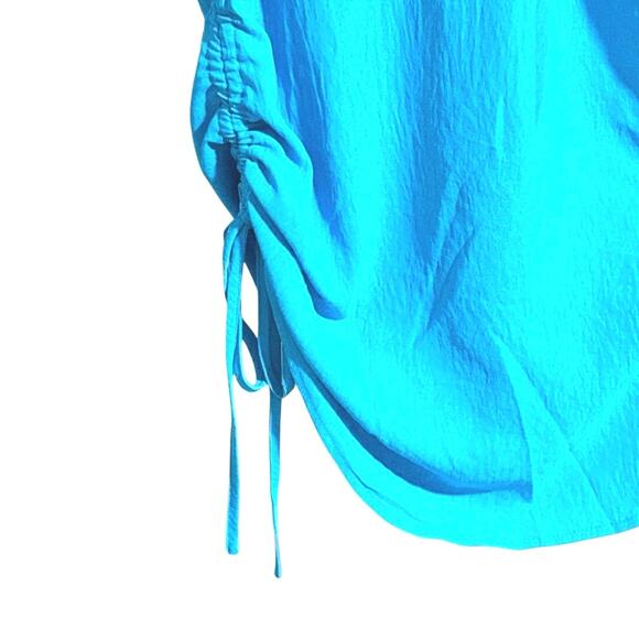 Swimsuit Cover-up - Blue- 3/4 Rolled Sleeves - Ruched with Ties - Small/Medium - Picture 10 of 14